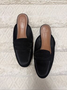 Atmosphere Black Suede Backless Penny Loafers